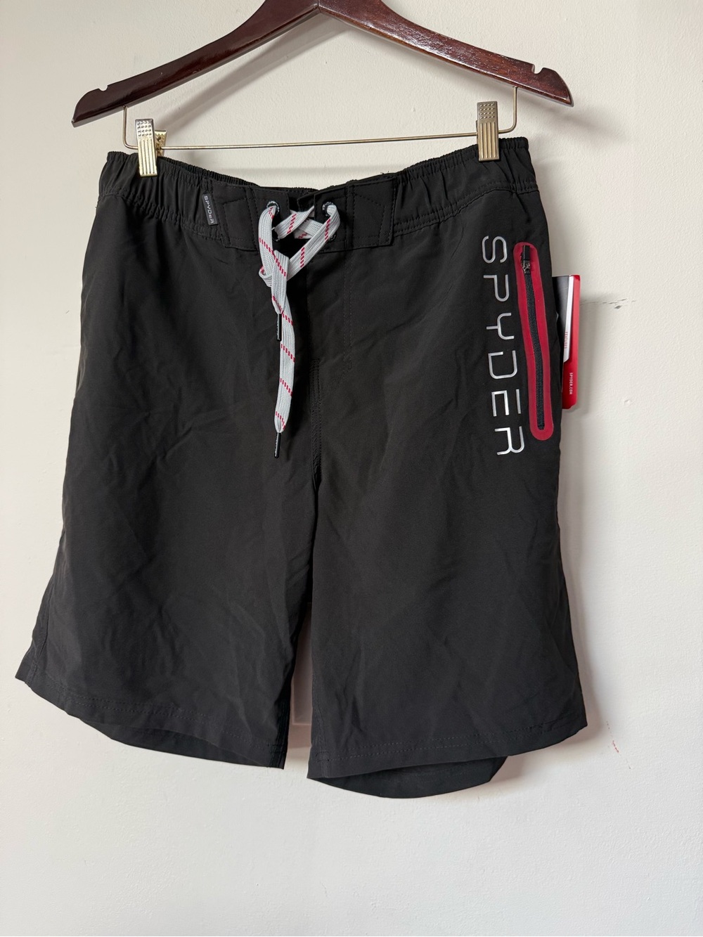 Spyder Black swim Shorts with Red Trim